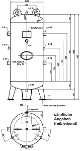 Druckluftbehälter 150 ltr, 11 bar, stehend, grundiert