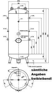 Druckluftbehälter 750 ltr. 11 bar, stehend, grundiert