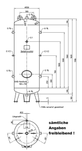 Druckluftbehälter verzinkt, 350 ltr., 11 bar, stehend